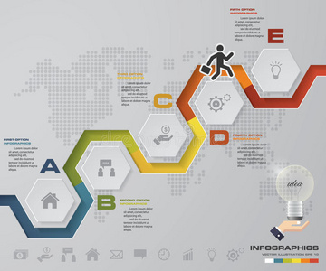 摘要5步infographis元素