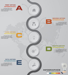 摘要5步infographis元素