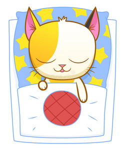 黑色红色猫咪矢量图可爱的猫咪睡在沙发上可爱的姜猫咪躺在床上连梳