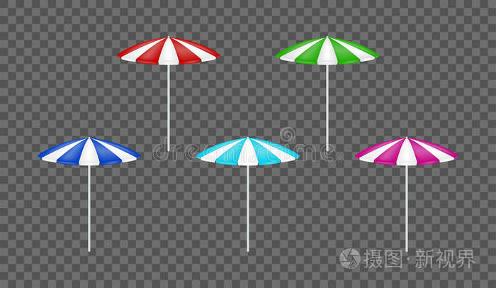 偶像 阴影 阳光 海滩 假日 收集 保护 要素 阳伞 插图