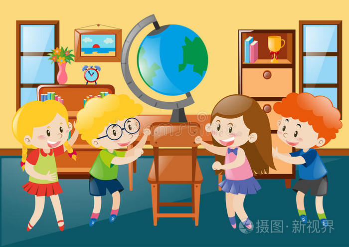 地理教室里的孩子