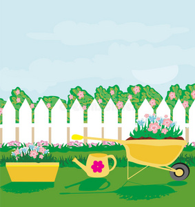 4种花卉无缝图案12种花卉插图园丁种花浪漫花园里种花的抽象视图4种花