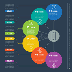 商业概念有六种选择。 信息图表图表或演示文稿的Web模板。 技术的矢量信息图或