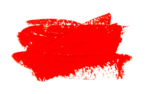 画笔笔触纹理红色水彩画独立于白色