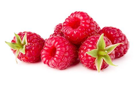 ripe raspberries isolated on white background close up 