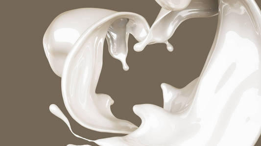 一滴牛奶。三维插图，三维渲染。