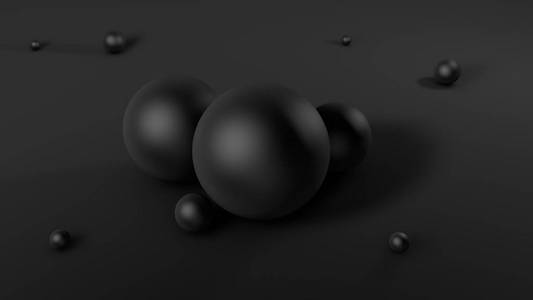 黑色背景球。三维插图，三维渲染。