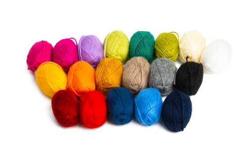 colored skeins of yarn isolated 