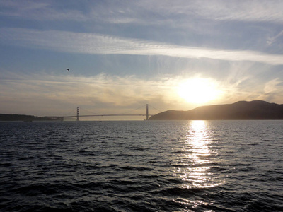 Sunset over San Francisco Bay and the Golden Gate Bridge 