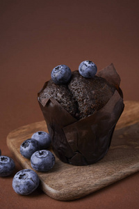 chocolate muffin with blueberries 