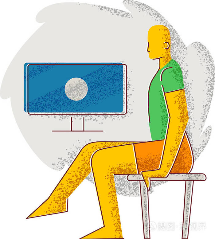 一个男人坐在电视机前的椅子上照片 正版商用图片25d590 摄图新视界