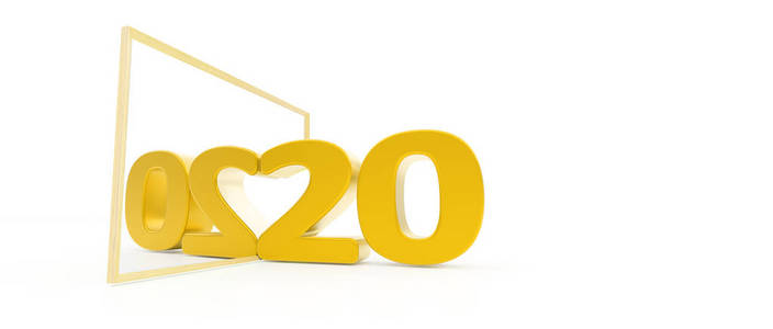 2020 new year, 2020 reflected on a mirror creating the shape of 