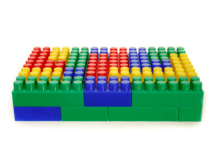 儿童彩色塑料建筑玩具砖白色