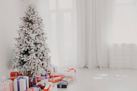 袜子 松木 复制 房间 圣诞节 圣诞老人 窗口 射击 美丽的