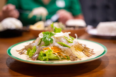 特写镜头 泰语 开胃菜 菜单 热的 大蒜 对虾 食物 泰国