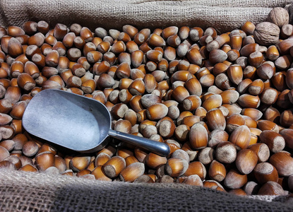 Closeuo of raw  peanuts in a  basket 