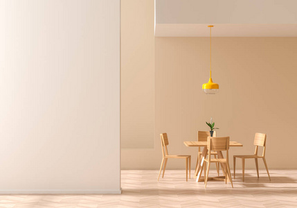 Empty wall mock up in modern dining room 