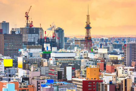 日本札幌市中心天际线