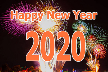 以烟花节为背景的2020年新年快乐