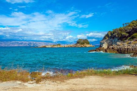 科孚 全景图 自然 夏天 地中海 海洋 岩石 浪漫的 风景