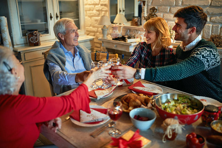 Generation family celebrate Christmas at home 