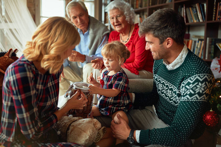 Christmas family.family eating x mas cookies 