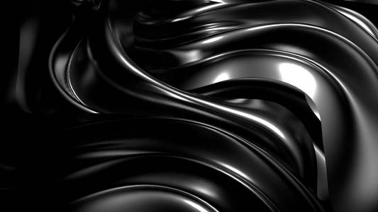 美丽时尚的黑色背景与褶皱，窗帘和漩涡
