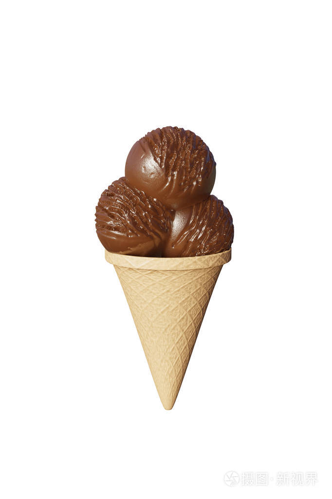 highlydetaileddeliciousballschocolateicecreaminawaffle