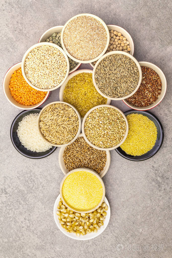 素食主义者的健康饮食观念各种有机谷类豆类全麦