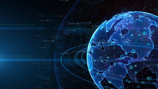 数字数据全球网络连接网络空间。技术b