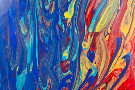 红黄蓝抽象多色液体背景，绘画，