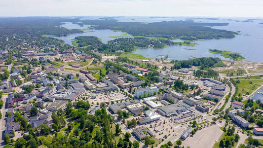 Hamina, Finland. General view of the city center from the air in
