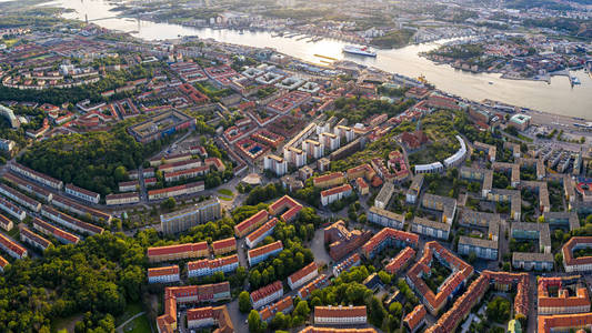 Gothenburg, Sweden. Panoramic aerial view of the city center in 