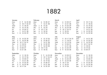 1882年日历