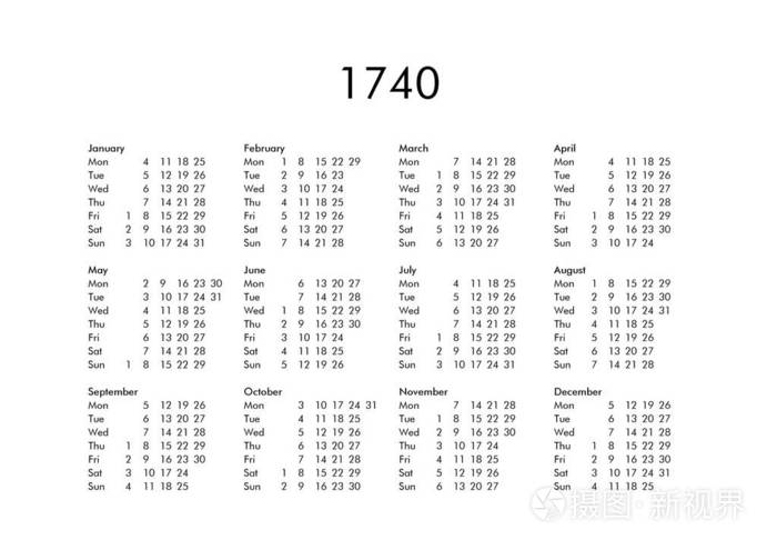 1740年日历
