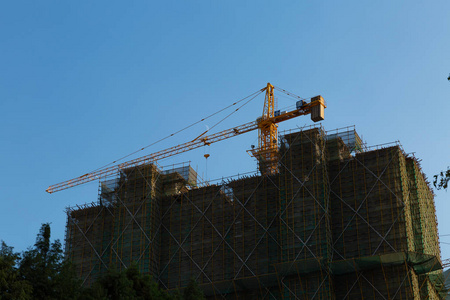 项目 建造 天空 脚手架 混凝土 工程 网站 公寓 框架