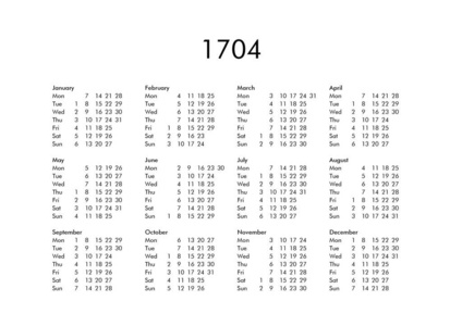 1704年日历