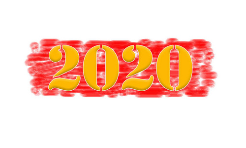 2020红色背景黄黑色邮票文本