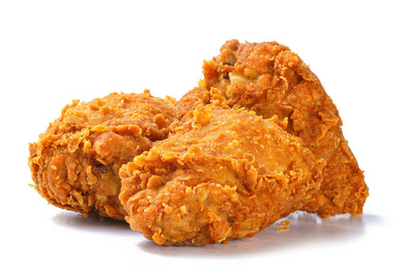 图为白底黄炸鸡大腿照片