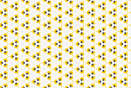 无缝几何图案。黄色，黑色，白色。