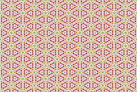 Seamless geometric pattern. In red, brown, pink, green, purple, 