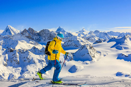  Amazing view of swiss famous moutains in beautiful winter snow.