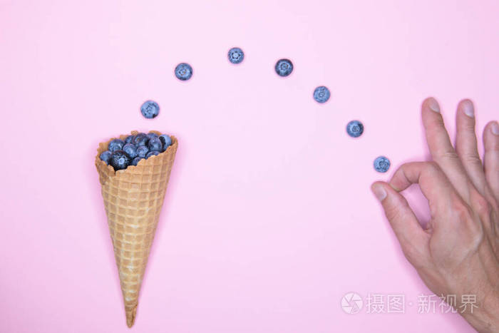 berryicecreamblueberryinahornonabackgroundforanins