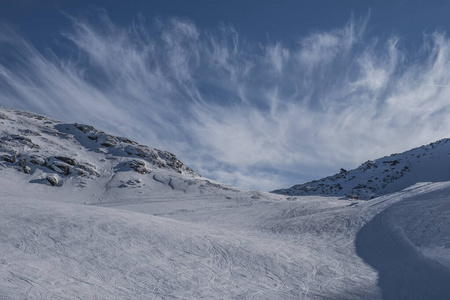 在奥地利的图尔菲滑雪胜地，阿尔卑斯山的风景。