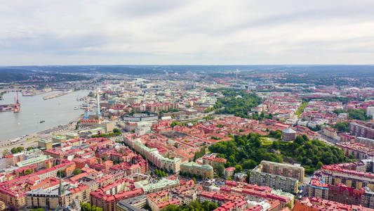 Gothenburg, Sweden. Panorama of the city and the river Goeta Elv