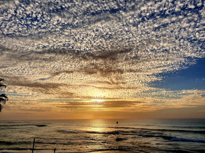 以色列 日落 海滩 天空