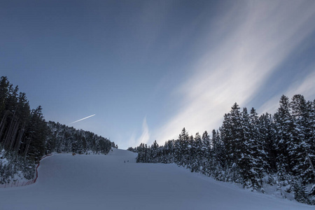 在奥地利的图尔菲滑雪胜地，阿尔卑斯山的风景。