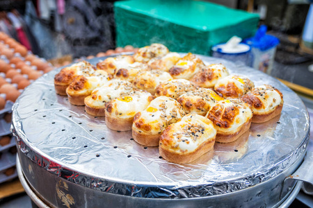 Egg bread with almond, peanut and sunflower seed at Myeongdong 