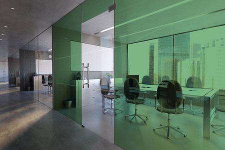 玻璃办公室墙壁模型3d渲染