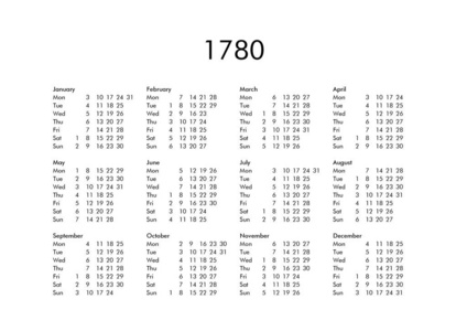 1780年日历